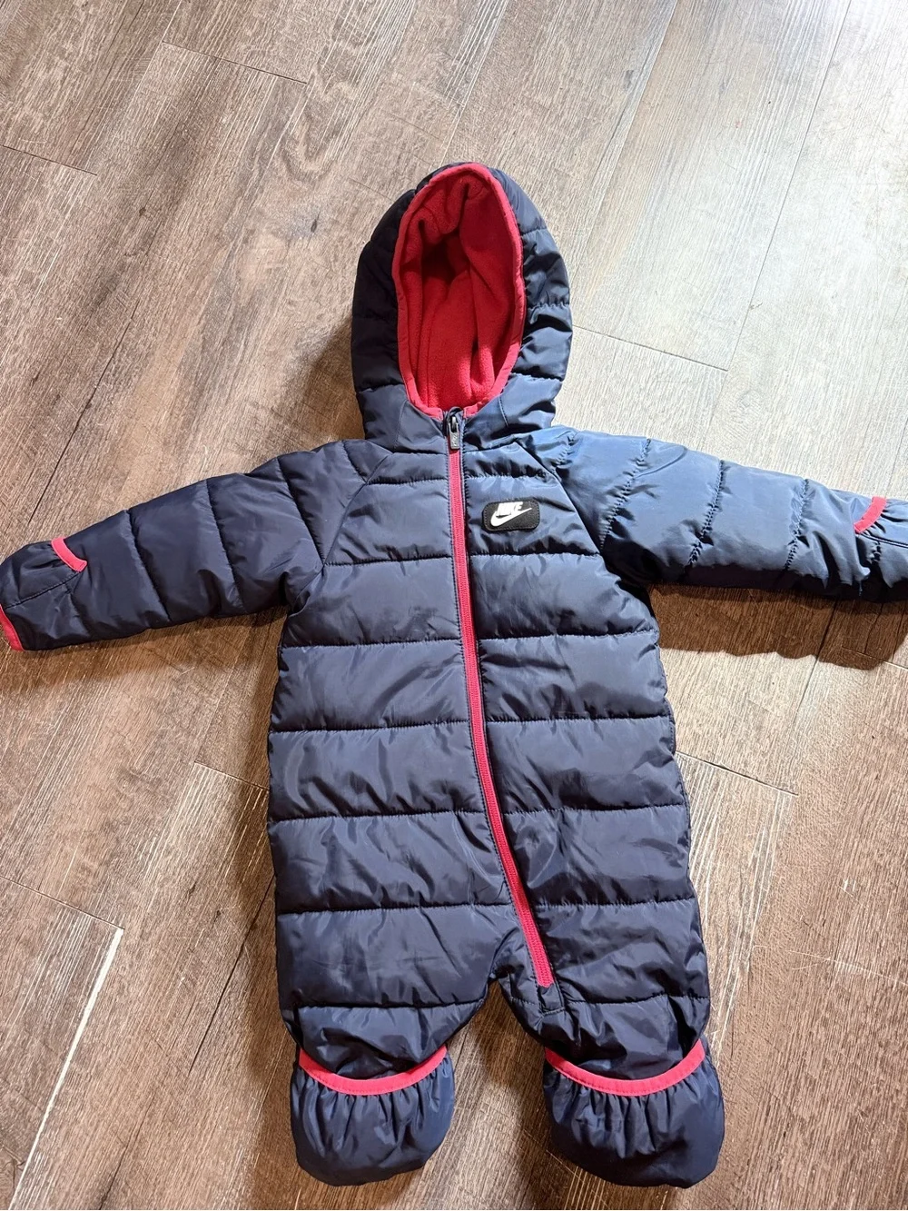 Nike Navy Infant Puffer Bunting with Red Accents